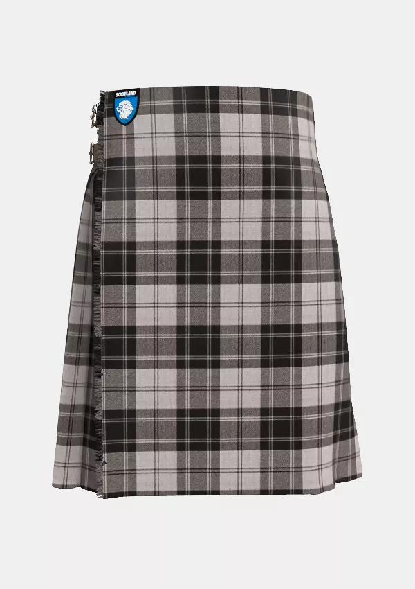 Traditional_Douglas_Gray_Tartan_kilt_front_image_with_pleated_design_and_adjustable_buckles_for_men