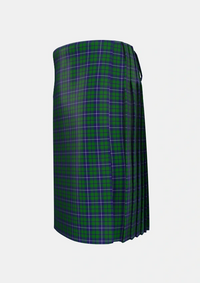 Traditional_Douglas_Green_Wilsons_Tartan_1032_kilt_left_image_with_pleated_design_and_adjustable_buckles_for_men