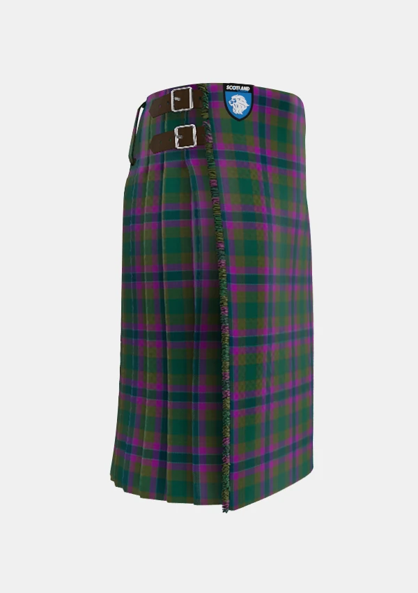 Traditional_Dunans_Rising_Tartan_10821_kilt_right_image_with_pleated_design_and_adjustable_buckles_for_men