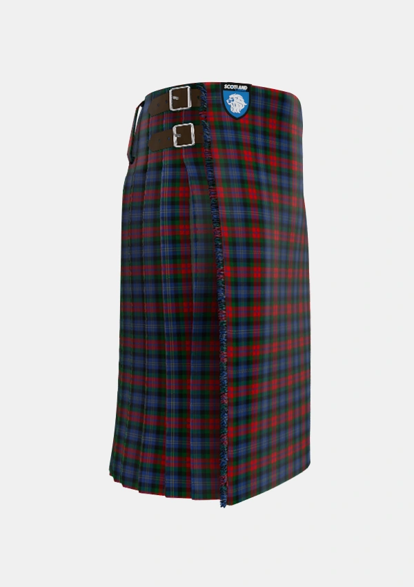 Traditional_Dundas_2_Tartan_501_kilt_right_image_with_pleated_design_and_adjustable_buckles_for_men