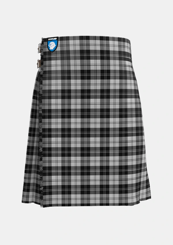 Traditional_Erskine_Black_and_White_Tartan_1246_kilt_front_image_with_pleated_design_and_adjustable_buckles_for_men