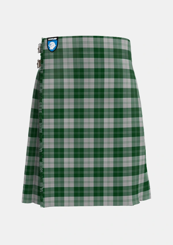 Traditional_Erskine_Green_Tartan_941_kilt_front_image_with_pleated_design_and_adjustable_buckles_for_men