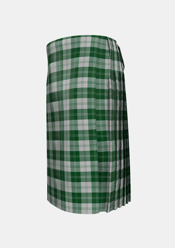 Traditional_Erskine_Green_Tartan_941_kilt_left_image_with_pleated_design_and_adjustable_buckles_for_men