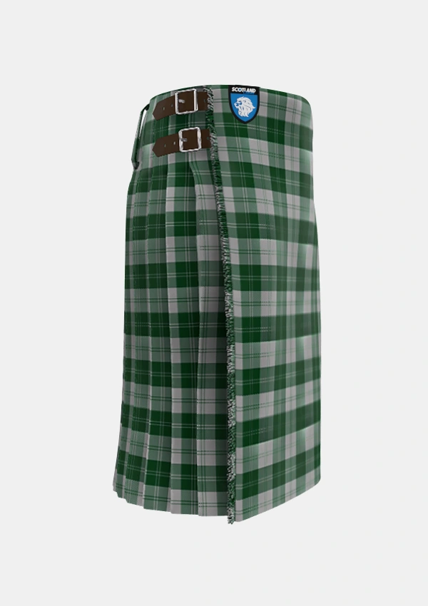 Traditional_Erskine_Green_Tartan_941_kilt_right_image_with_pleated_design_and_adjustable_buckles_for_men