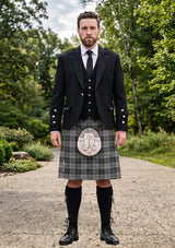 Traditional_Erskine_Grey_Tartan_Kilt_and_Argyle_Jacket_Kilt_Outfit_front_image