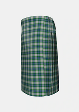 Traditional_Fraser_Arisaid_Tartan_615_kilt_left_image_with_pleated_design_and_adjustable_buckles_for_men