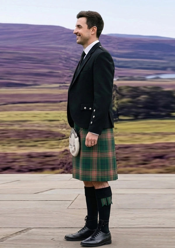 Traditional_Gallagher_Ancient_Tartan_4053_Kilt_and_Argyle_Jacket_Kilt_Outfit_left_image