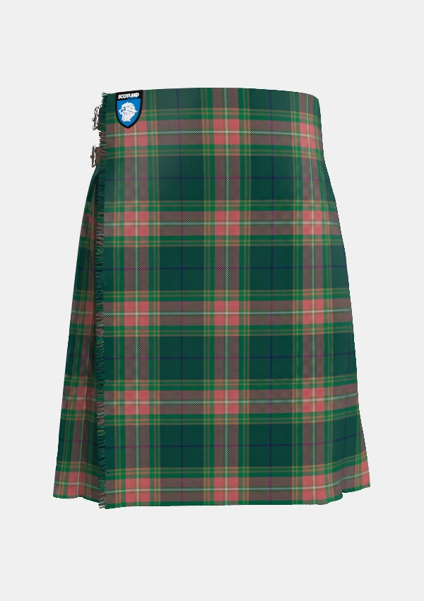 Traditional_Gallagher_Ancient_Tartan_kilt_4053_front_image_with_pleated_design_and_adjustable_buckles_for_men