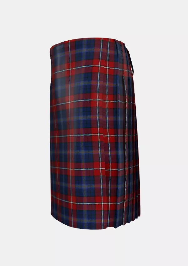 Traditional_Galway_County_Crest_Range_Tartan_3085_kilt_left_image_with_pleated_design_and_adjustable_buckles_for_men