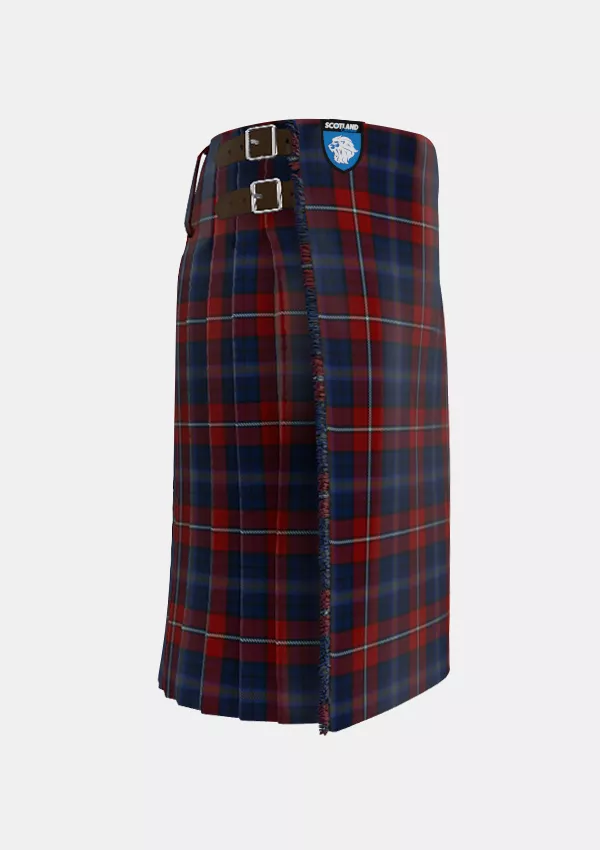 Traditional_Galway_County_Crest_Range_Tartan_3085_kilt_right_image_with_pleated_design_and_adjustable_buckles_for_men