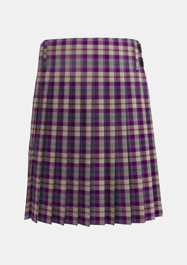 Traditional_Gigha_Lilac_Tartan_kilt_7582_back_image_with_pleated_design_and_adjustable_buckles_for_men