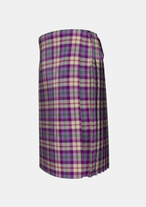 Traditional_Gigha_Lilac_Tartan_kilt_7582_left_image_with_pleated_design_and_adjustable_buckles_for_men