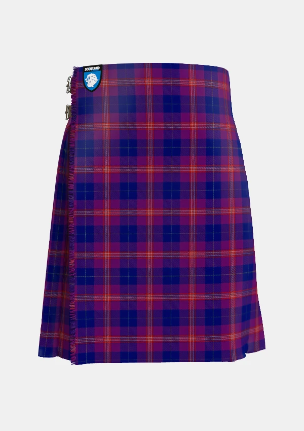 Traditional_Gill__Anil_Tartan_kilt_11496_front_image_with_pleated_design_and_adjustable_buckles_for_men