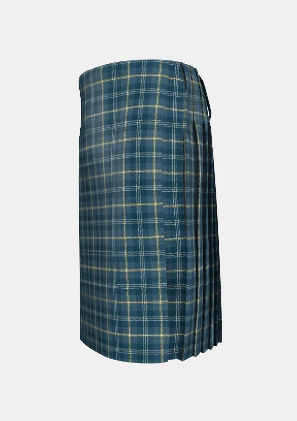 Traditional_Gorman_Blue_Tartan_kilt_10390_left_image_with_pleated_design_and_adjustable_buckles_for_men