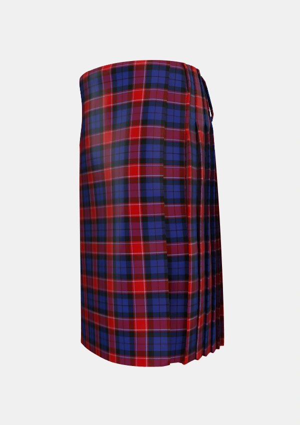 Traditional_Graham_of_Menteith_Red_Tartan_1053_kilt_left_image_with_pleated_design_and_adjustable_buckles_for_men