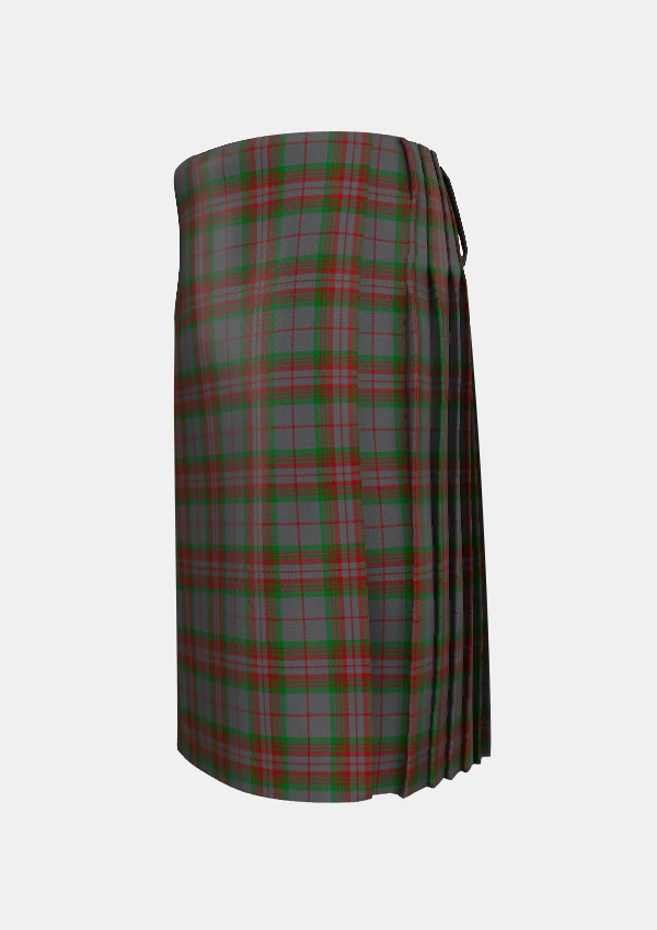 Traditional_Gray_Tartan_kilt_2148_left_image_with_pleated_design_and_adjustable_buckles_for_men