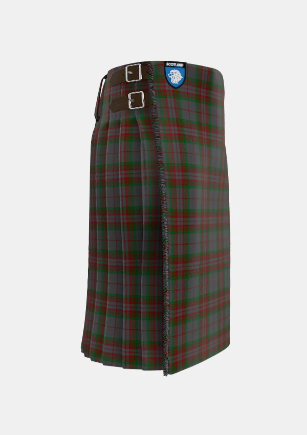 Traditional_Gray_Tartan_kilt_2148_right_image_with_pleated_design_and_adjustable_buckles_for_men