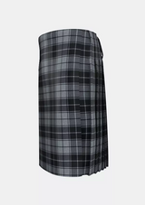 Traditional_Grey_Highlander_Tartan_kilt_left_image_with_pleated_design_and_adjustable_buckles_for_men