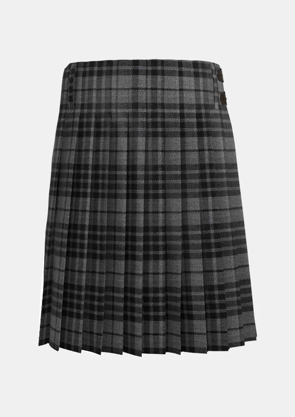 Traditional_Grey_Watch_Tartan_kilt_back_image_with_pleated_design_and_adjustable_buckles_for_men