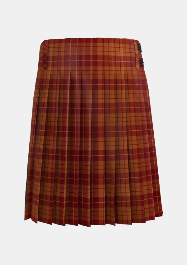 Traditional_Hamilton_Red_Tartan_4043_kilt_back_image_with_pleated_design_and_adjustable_buckles_for_men