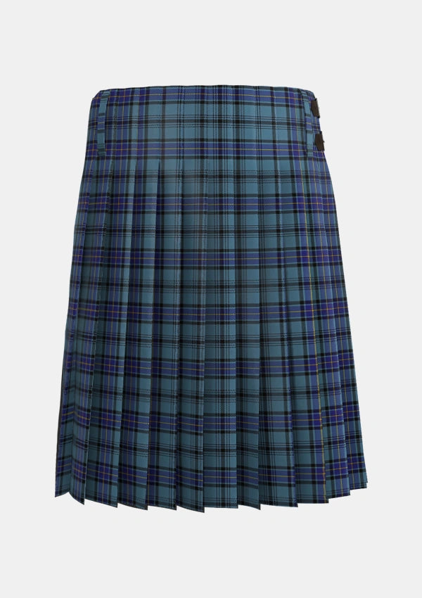 Traditional_Hannay_Blue_Tartan_6509_kilt_back_image_with_pleated_design_and_adjustable_buckles_for_men