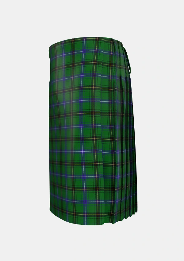Traditional_Henderson_MacKendrick_Tartan_1762_kilt_left_image_with_pleated_design_and_adjustable_buckles_for_men
