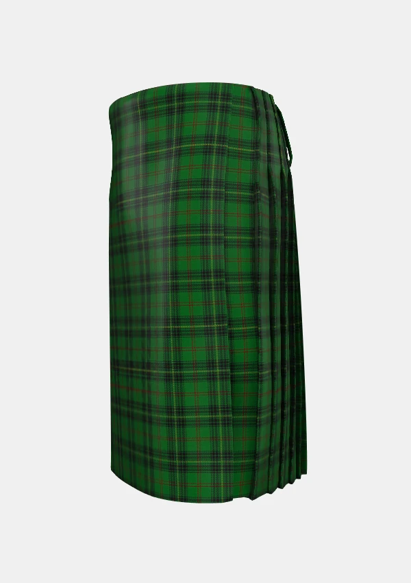 Traditional_Hislop_Hunting_Tartan_kilt_left_image_with_pleated_design_and_adjustable_buckles_for_men