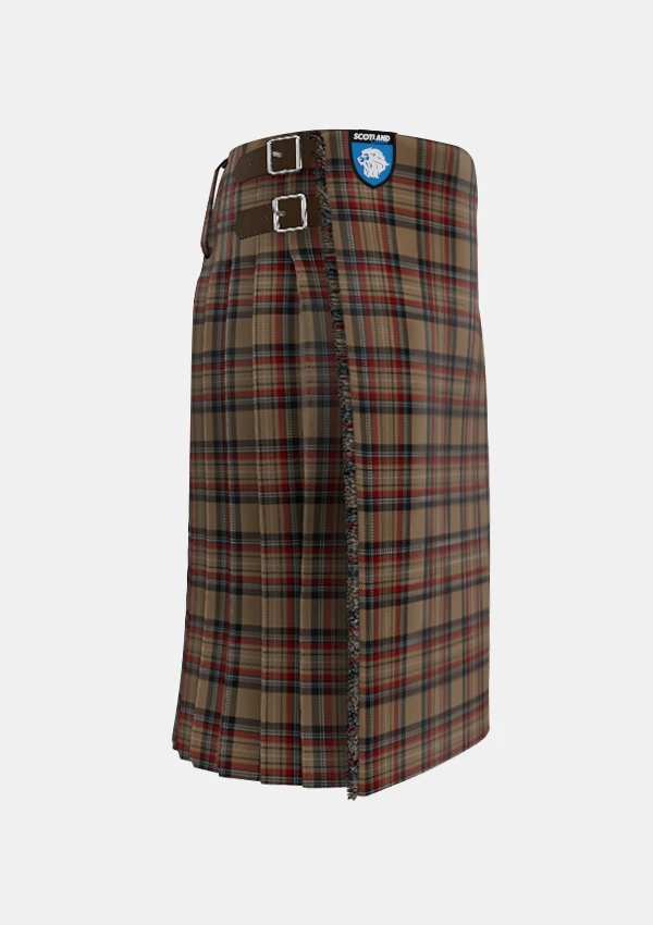 Traditional_Islay_Tartan_kilt_5280_right_image_with_pleated_design_and_adjustable_buckles_for_men