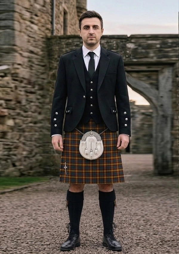 Traditional_Isle_of_Arran_Tartan_Kilt_and_Argyle_Jacket_Kilt_Outfit_front_image