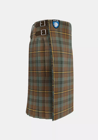 Traditional_Johnstone_Weathered_Tartan_kilt_right_image_with_pleated_design_and_adjustable_buckles_for_men
