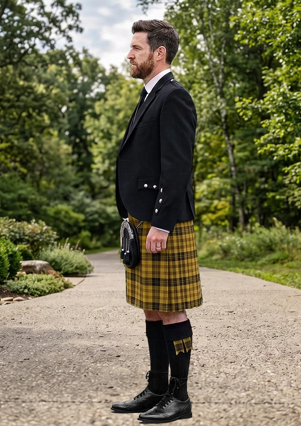 Traditional_Justus_Black_Gold_Tartan_Kilt_and_Argyle_Jacket_Kilt_Outfit_left_image