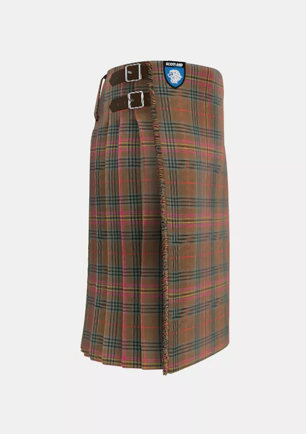 Traditional_Kennedy_Weathered_Tartan_kilt_right_image_with_pleated_design_and_adjustable_buckles_for_men