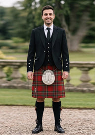Traditional_Kidd_tartan_1409_Kilt_and_Argyle_Jacket_Kilt_Outfit_front_image