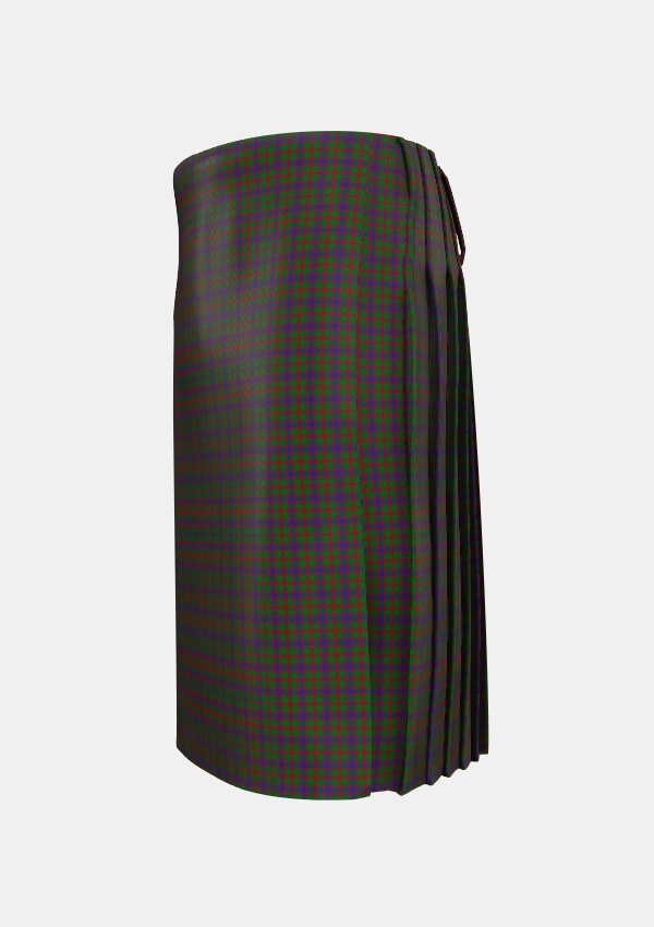Traditional_Logan_1819_Tartan_398_kilt_left_image_with_pleated_design_and_adjustable_buckles_for_men