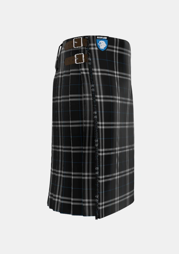Traditional_London_Fog_Black_Tartan_kilt_7269_right_image_with_pleated_design_and_adjustable_buckles_for_men