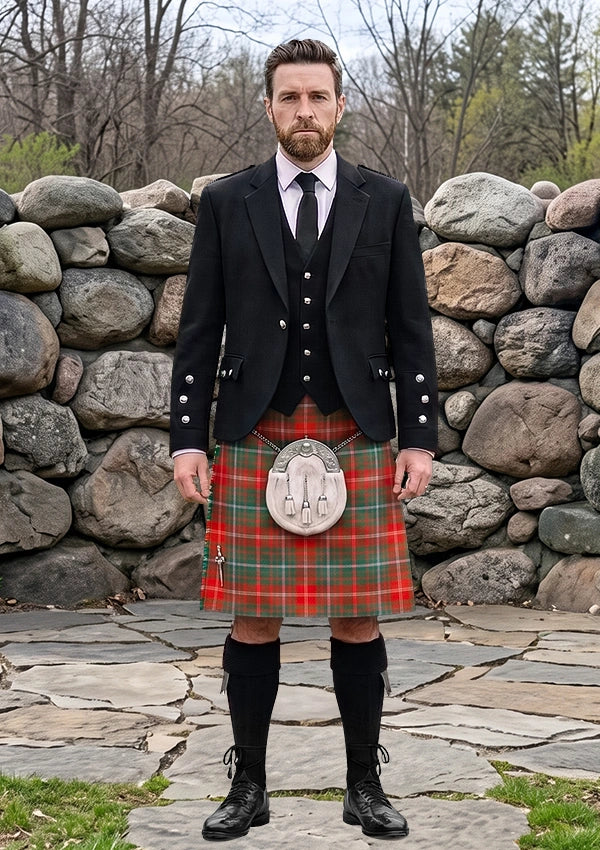 Traditional_MacDougall_Ancient_Tartan_Kilt_and_Argyle_Jacket_Kilt_Outfit_front_image