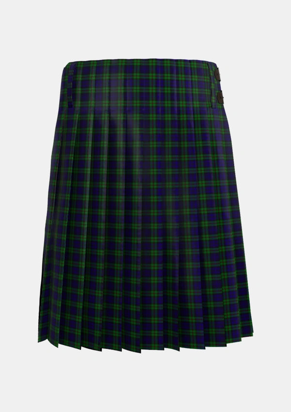 Traditional_MacKinlay_2_4_black_stripes_Tartan_3423_kilt_back_image_with_pleated_design_and_adjustable_buckles_for_men