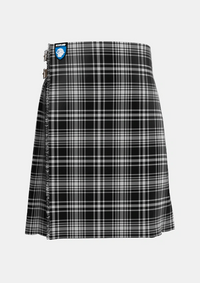 Traditional_MacLean_Black_and_White_Tartan_1824_kilt_front_image_with_pleated_design_and_adjustable_buckles_for_men