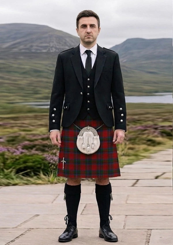 Traditional_MacNicol_Tartan_498_Kilt_and_Argyle_Jacket_Kilt_Outfit_front_image