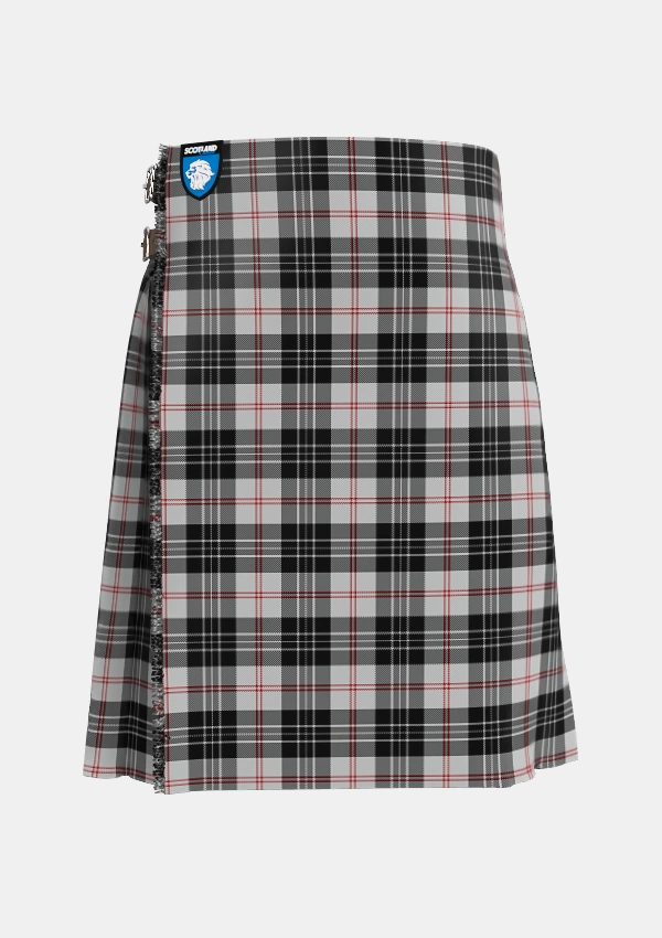Traditional_MacPherson_of_Cluny_Black_and_White_Tartan_1830_kilt_front_image_with_pleated_design_and_adjustable_buckles_for_men