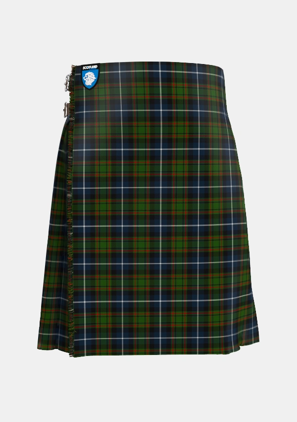 Traditional_MacRae_Hunting_3_Tartan_803_kilt_front_image_with_pleated_design_and_adjustable_buckles_for_men