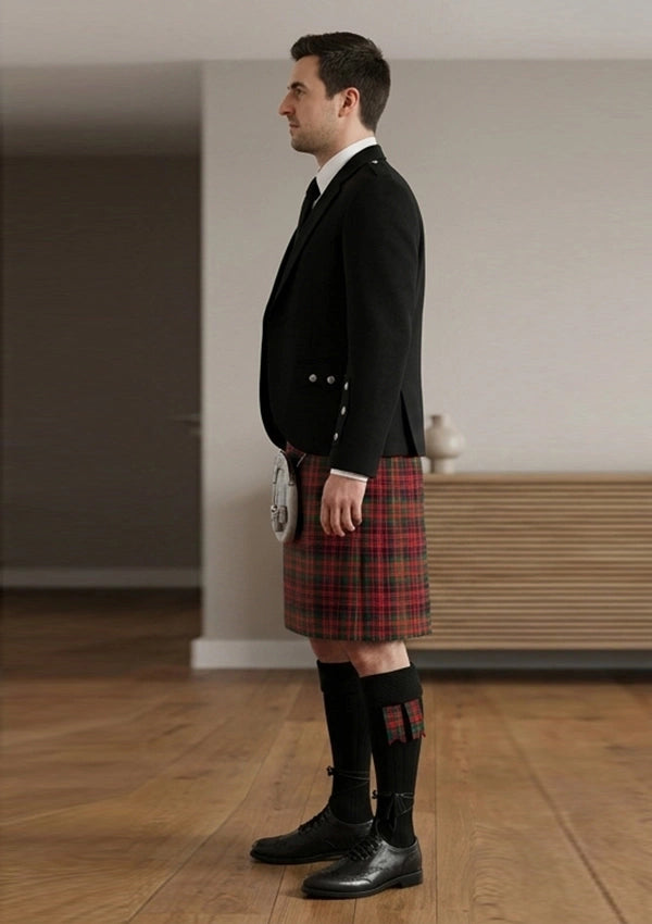 Traditional_Macdonald_Clan_Tartan_Kilt_and_Argyle_Jacket_Kilt_Outfit_left_image