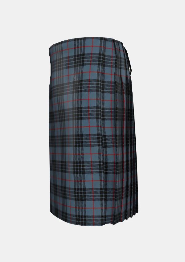 Traditional_Mackay_Blue_Tartan_kilt_264_left_image_with_pleated_design_and_adjustable_buckles_for_men