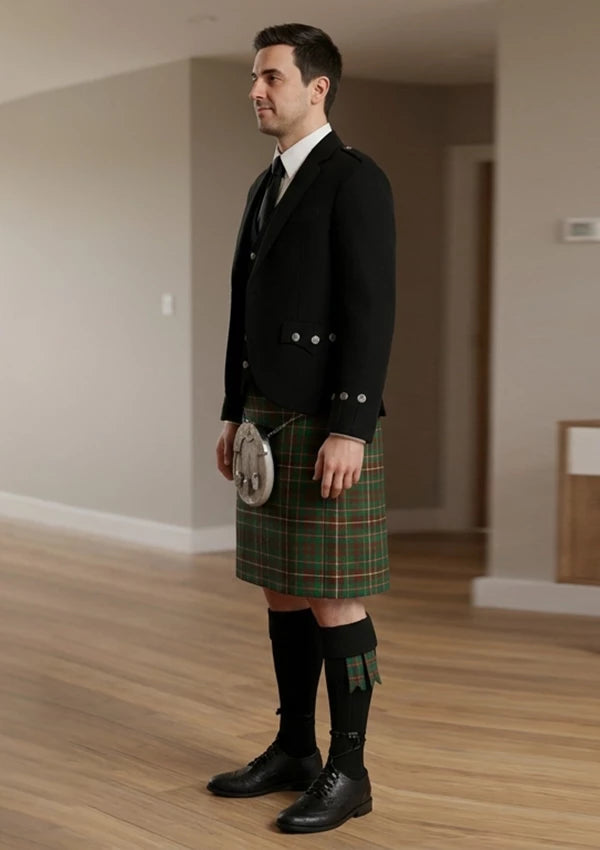 Traditional_Mackinnon_ancient_hunting_tartan_Kilt_and_Argyle_Jacket_Kilt_Outfit_left_image