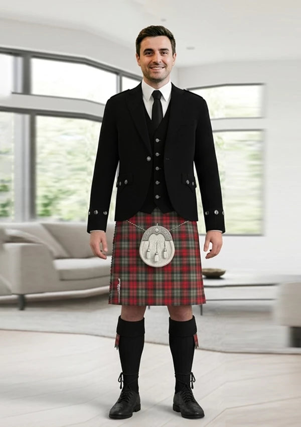 Traditional_Maclachlan_weathered_tartan_Kilt_and_Argyle_Jacket_Kilt_Outfit_front_image