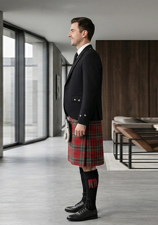 Traditional_Maclean_Red_Tartan_Kilt_and_Argyle_Jacket_Kilt_Outfit_left_image