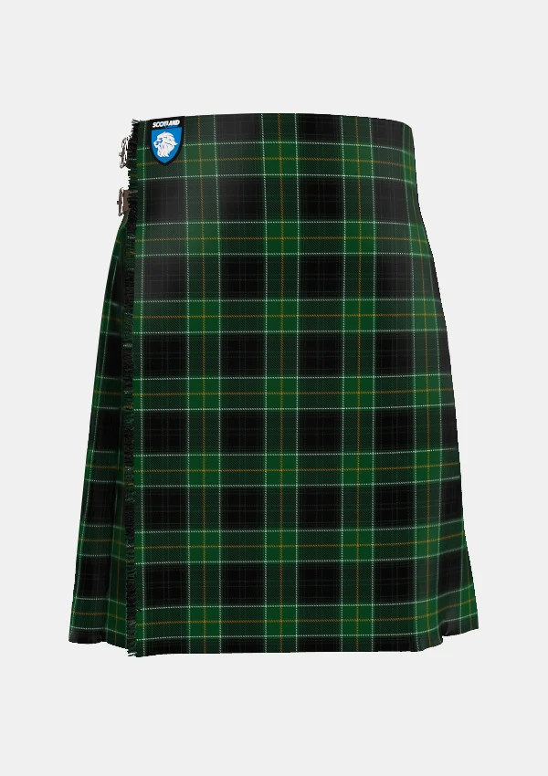 Traditional_Malone_Tartan_kilt_11588_front_image_with_pleated_design_and_adjustable_buckles_for_men