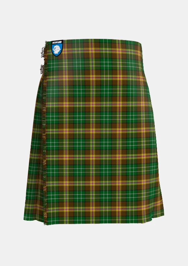 Traditional_McShane_Tartan_kilt_4111_front_image_with_pleated_design_and_adjustable_buckles_for_men