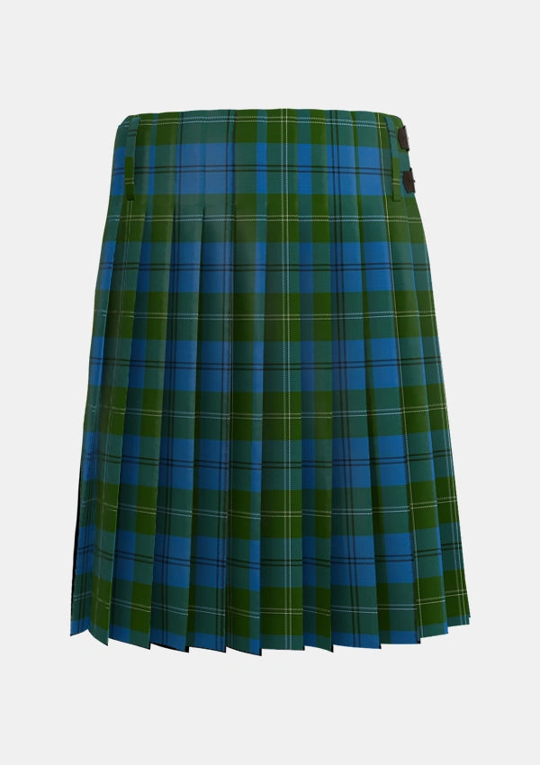 Traditional_Melville_Two_black_lines_Tartan_1050_kilt_back_image_with_pleated_design_and_adjustable_buckles_for_men