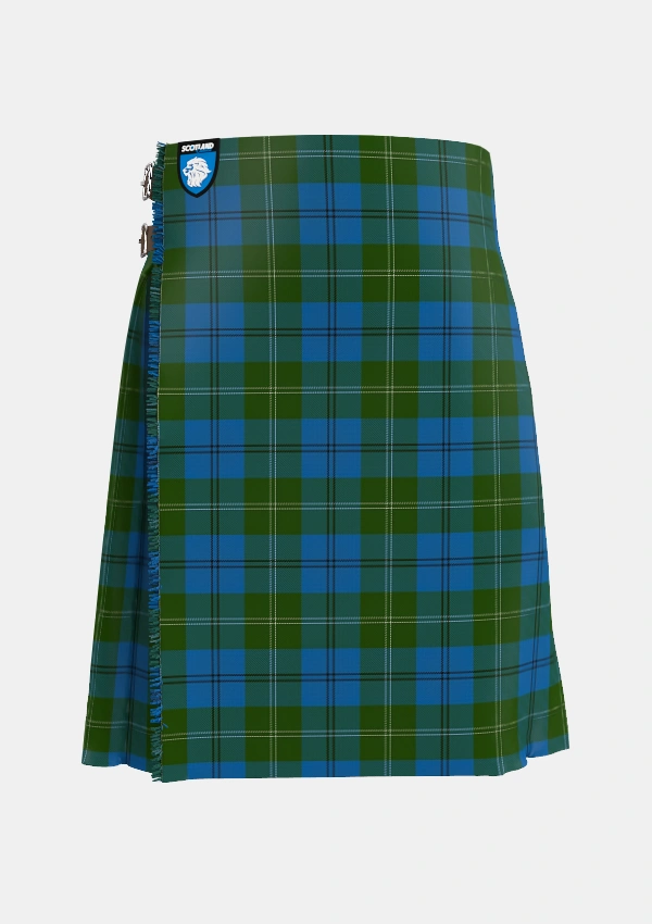 Traditional_Melville_Two_black_lines_Tartan_1050_kilt_front_image_with_pleated_design_and_adjustable_buckles_for_men